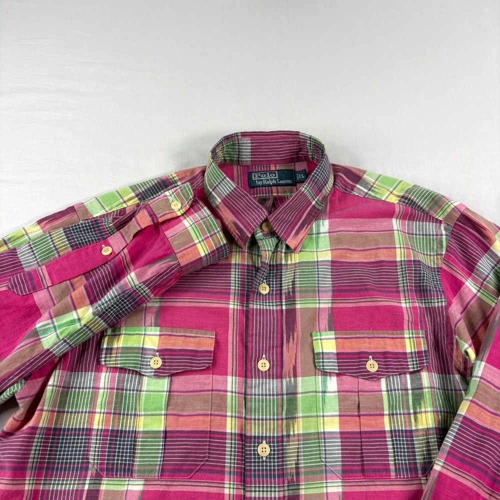 Polo by Ralph Lauren Pink Plaid Ikat western workwear Button-Down Shirt